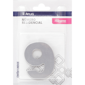 Número Para Casa 60 Mm Com Adesivo N° 9 Acm Escovado Primafer