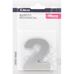 Número Para Casa 60 Mm Com Adesivo N°2 Acm Escovado Primafer