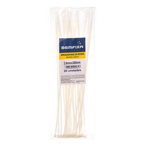 Abraçadeira Nylon 3,6x300 Mm Natural 20 Unidades Bemfixa