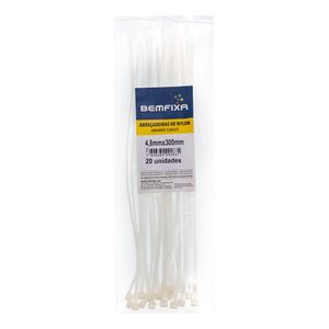 Abraçadeira Nylon 4,8x300 Mm Natural 20 Unidades Bemfixa