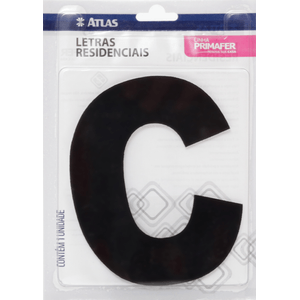 Letra Residencial C Com Adesivo 125 Mm Preto Primafer