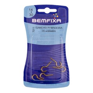 Gancho Rosca Madeira 14x30 Mm 5 Unidades Bemfixa