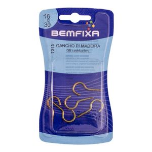 Gancho Rosca Madeira 16x30 Mm 5 Unidades Bemfixa