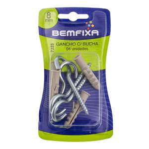 Gancho Zincado 4,4x67 Mm Com Bucha de 8 Mm 4 Unidades Bemfixa