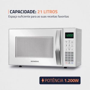 Micro-ondas 21L Branco 127V 1200W Mondial