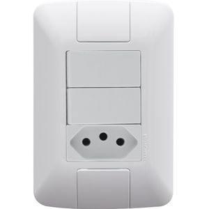Conjunto 4x2 com 2 Interruptores Simples 6A 250V e 1 Tomada 2P+T 20A 250V Aria Branco Tramontina