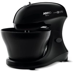 Batedeira Chef Multifuncional 400W 127V Preta  Mini Chef Portátil 400W com 2 Tigelas de 4 Litros 4 velocidades Função Pulsar HM11 Arno