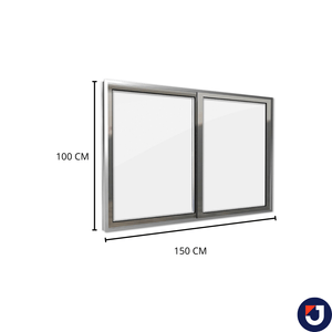Janela De Aluminío Natural 2 Folhas 100x150 Cm (AXL) Com Vidro Liso Quality/Prime