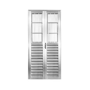 Porta Alumínio Dupla 2 Folhas Vidro Canelado 210x100 Cm Quality Esquadria