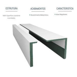 Guarnição Alizar Regulável Branco MDF RU 220X7,0X7,5X1CM Concremwood