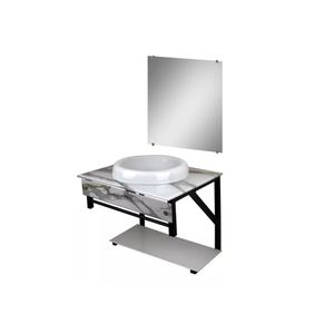Kit Gabinete Banheiro de Vidro Arkansas Calacata Branco 50x40 Cm Vmex