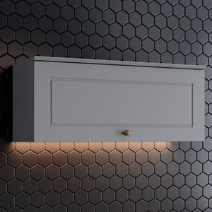 Armário Aéreo Cozinha 80 Cm 1 Porta Basculante 100% MDF Cinza Henn Móveis