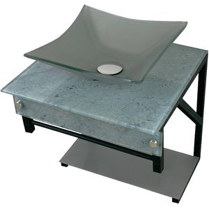 Kit Gabinete Banheiro de Vidro Orlando Cimento 40x40 Cm Vmex