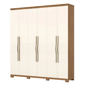 Guarda Roupa Casal Léster 6 Portas Nature Off White Henn Móveis
