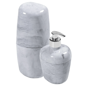 Kit de Acessórios para Banheiro com 2 peças Marmorizado Brancos Astra