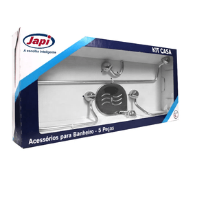 Kit Acessório de Banheiro Samba Cromado 5 Peças Japi