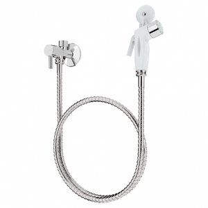 Kit Ducha Higiênica Registro Com Derivação e Flexível De 1,20 M Branco/Cromado Blukit