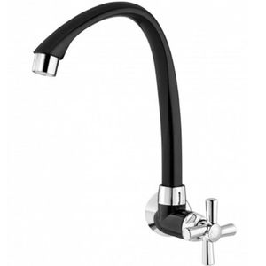 Torneira de Parede ABS Bica Alta Móvel Preta Cromada 1/2-3/4 " Tigre