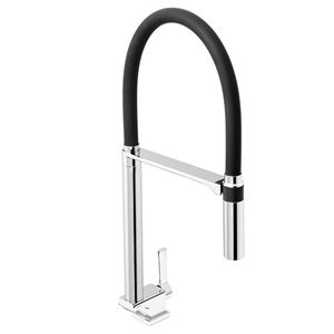 Torneira De Mesa Para Cozinha Bica Alta Preta e Cromada Docol