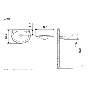 Lavatório Suspenso M 46,5x34 Cm Fasl Ce Branco Celite