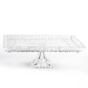 Prato Para Bolo Cristal Chumbo Janine 29,5x19,5 Cm Lyor