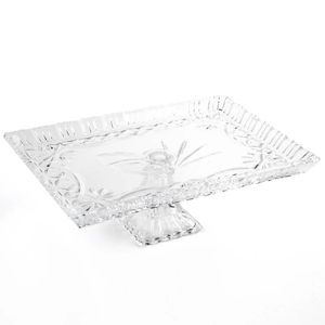 Prato Para Bolo Cristal Chumbo Janine 29,5x19,5 Cm Lyor
