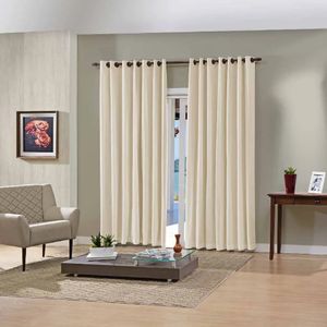 Cortina Pratika Lisa Slim Areia 3,00x2,50m Bella Janela