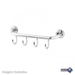 Cabide De Parede Quadruplo Aço Inox Banheiro/Cozinha Hidrolar