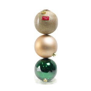 Bolas Natalinas 3 unidades Verde e Dourado 15 Cm Dora