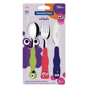 Jogo de Talheres Inox Infantil Litrous 3 Peças Tramontina