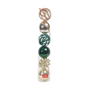 Bolas Natalinas 6 unidades Verde e Dourado 8 Cm Dora