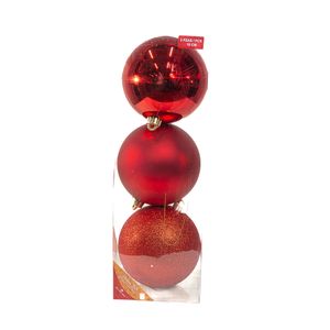 Bolas Natalinas 3 unidades Vermelho 15 Cm Dora