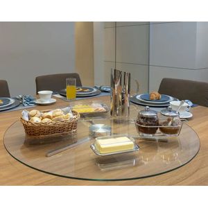 Centro de Mesa Prato de Vidro Giratório F 80 cm Forma