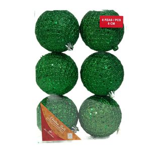 Bolas Natalinas 6 unidades Verde 8 Cm Dora