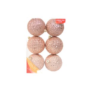 Bolas Natalinas 6 unidades Rose 8 Cm Dora