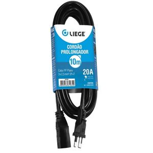 Prolongador 10m Preto 3x2,50mm 20A Liége