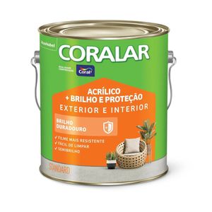 Tinta Acrílica Semi Brilho e Proteção Branco Galão 3,6 Litros Coral