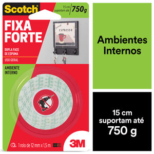 Fita Dupla Face Espuma Fixa Forte 12Mmx1,5m 3M