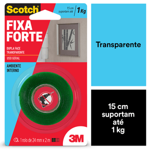 Fita Dupla Face Transparente 24 Mm x2 M Fixa Forte 3M