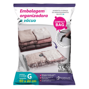 Saco à Vapor Compact Bag Para Roupas G 60x80 Cm 1391 Paramount