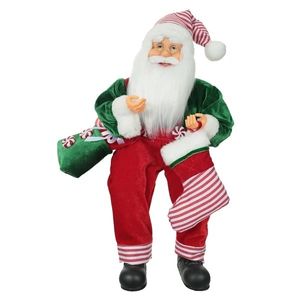 Papai Noel Sentado Verde 45 Cm Enfeite Natalino Flor Arte
