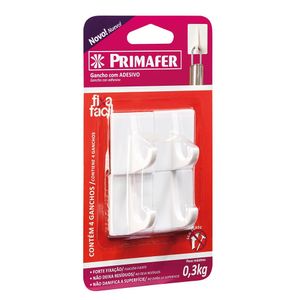 Gancho Quadrado Branco Com Adesivo 4 Peças Primafer