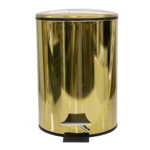 Lixeira Inox Com Pedal Dourada 12 Litros Dora