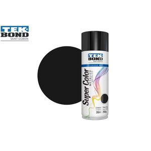 Tinta Spray Super Color Preto Brilhante Uso Geral 350 Ml Tekbond