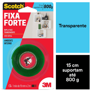 Fita Dupla Face Transparente Fixa Forte Scoth 19 Mmx 2M 3M