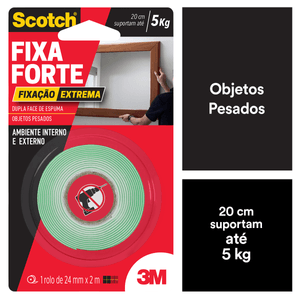 Fita Fixa Forte Extreme Transparente 24 Mm x 2M 3M