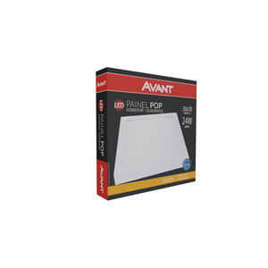 Painel Led Sobrepor Quadrado 30 Cm 24W 3000K Bivolt Avant