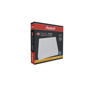 Painel Led Sobrepor Quadrado 17 Cm 12W 3000K Bivolt Avant
