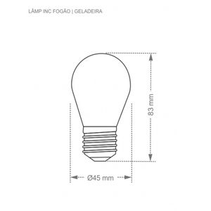 Lâmpada Incadescente Para Fogão e Geladeira E-27 40W 127V Taschibra