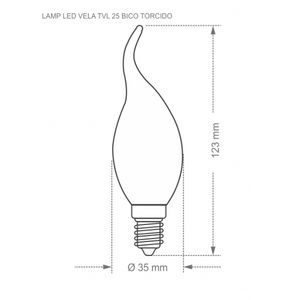 Lâmpada Vela Bico Torcido E14 3W 2700K Taschibra